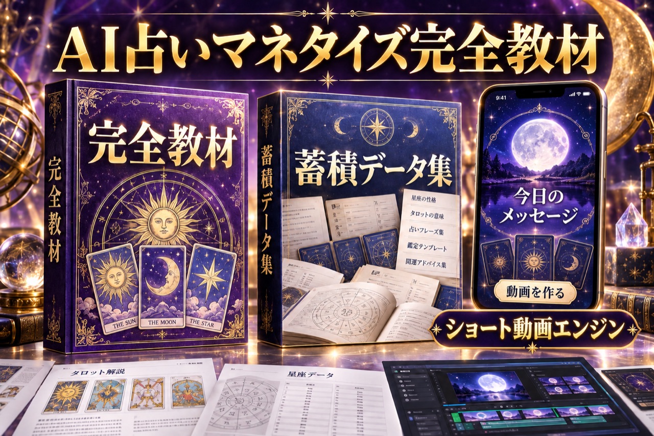 AI占いマネタイズ完全教材+蓄積データ集+ショート動画エンジン