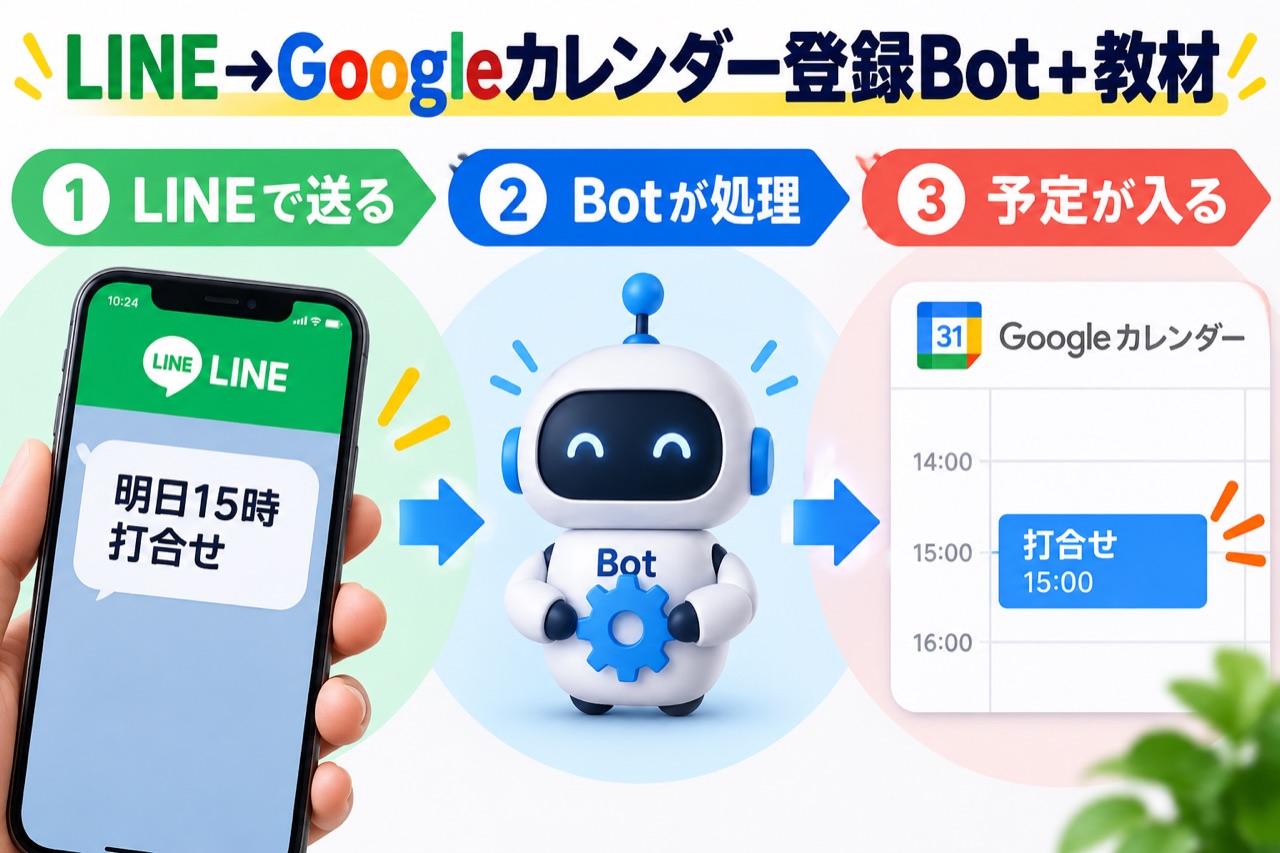 LINE→Googleカレンダー登録Bot+教材